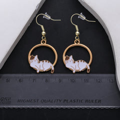 Europe, America, Japan And South Korea Ins Style Dripping Oil Cute Hollow Lazy Little Cat Earrings