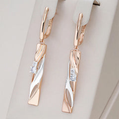 Luxury Long Color Separation Pendant Commuter's All-matching 585 Rose Gold Simulation Earrings