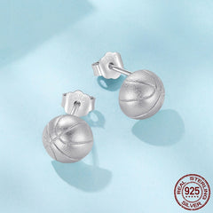 S925 Sterling Silver Basketball Stud Earrings