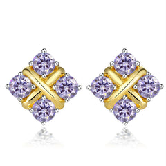 Korean Style S925 Pt950 Gold Plated Geometric Moissanite Stud Earrings
