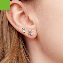 S925 Sterling Silver XINGX Cat Stud Earrings