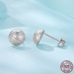 S925 Sterling Silver Basketball Stud Earrings
