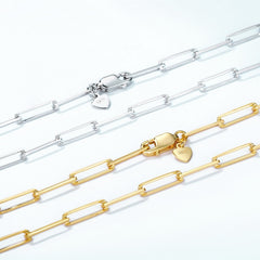 S925 Silver Plated Geometric Ellipse Long And Thick Necklace