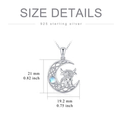 Sterling Silver Highland Cow Jewelry Necklace Gifts For Women Girls Animal Cow Lover