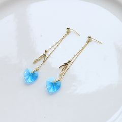 Transparent Crystal Love Long Fringe Earrings