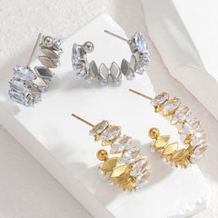 French Simple And Light Luxury Diamond Ring Women's Earrings