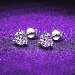 Minority Simple Classic Three-claw Moissanite Stud Earrings
