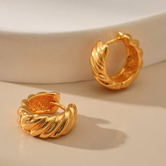 Retro Hong Kong Style Gold Color Retaining Earrings Plated 18K Real