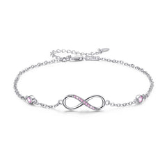 Sterling Silver Endless Love Symbol Anklet Charm Adjustable Chain Anklets For Women