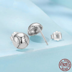 S925 Sterling Silver Baseball Stud Earrings