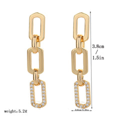 French Geometric Tassel Micro Zircon-inlaid Pendant Earrings