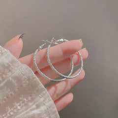 Silver Circle Female Starry Sky Hoop Earrings