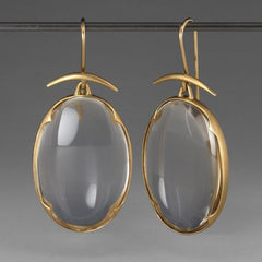 Fashion Vintage Gray Stone Oval Pendant Ear Hook