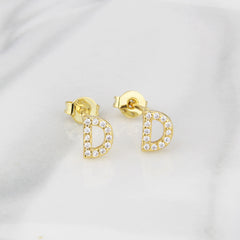Ins European And American Diamond English Alphabet Letter Earrings