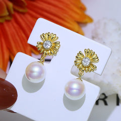 Baroque S925 Sterling Silver Exquisite Flower Earrings Silver Ring Holder Material