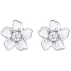 925 Sterling Silver Epoxy Flowers Five Petal Flower Ear Bone Stud