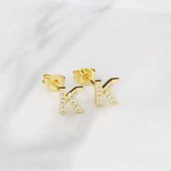 Ins European And American Diamond English Alphabet Letter Earrings