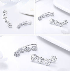 European and American popular earrings pet dog paw print S925 sterling silver ladies earrings
