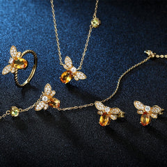 Little bee sterling silver gold-plated earrings