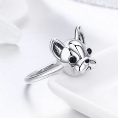 Hot Sale 100  925 Sterling Silver Loyal Partners French  Dog Animal Female Ring For Women Fashion Jewelry SCR261