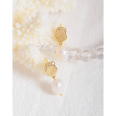 S925 Sterling Silver Stud Earrings INS Simple Fashion Baroque Women