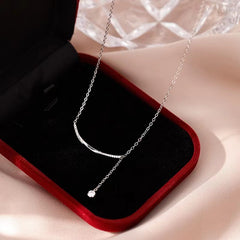 Sterling Silver Smile Tassel Diamond Elegant Necklace