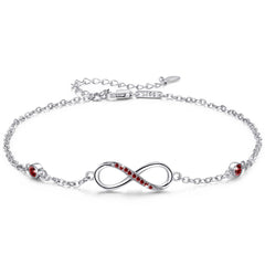 Sterling Silver Endless Love Symbol Anklet Charm Adjustable Chain Anklets For Women
