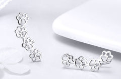 European and American popular earrings pet dog paw print S925 sterling silver ladies earrings