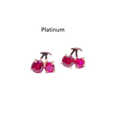 Red Corundum Small Cherry 925 Silver Stud Earrings