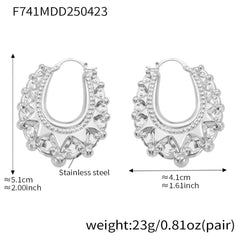 Personalized Gear Texture Earrings Stainless Steel Girls