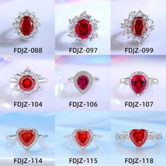 Ruby Pigeon Blood Red Ring Vintage T Square Diamond S925 Silver