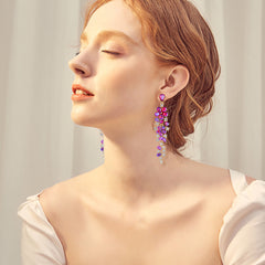 Colorful Zircon Temperament Prosperous Tassel Earrings