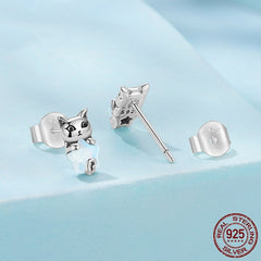 S925 Sterling Silver XINGX Cat Stud Earrings