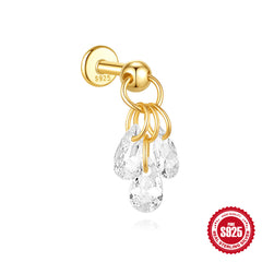 S925 Sterling Silver Moon Diamond Embedded Star Ear Rings