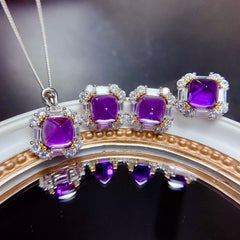 Amethyst Suit Female Crystal Clean Fire Burst Flash Silver Inlaid Light Luxury Style