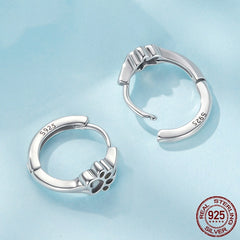 S925 Sterling Silver Cute Pet Paw Print Ear Clip