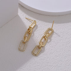 French Geometric Tassel Micro Zircon-inlaid Pendant Earrings