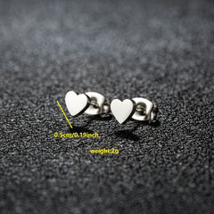 European And American All-matching Small Stainless Steel Geometric Heart-shaped Ear Studs