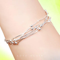 S925 Sterling Silver Multi-layer Ball Bracelet Women's Ins Style Niche