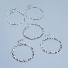 Simple Graceful Metal Chain Retro Creative Snake Chain Anklet Five-piece Set