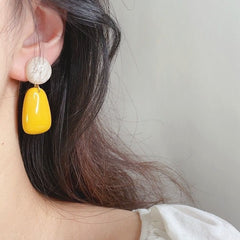 Contrast Color Elegance Retro Ginger Geometric Resin Earrings