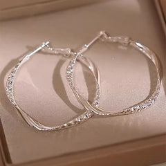 Twisted Ear Ring Metal Cold Style Textured Circle Ear Clip Fashionable Earrings