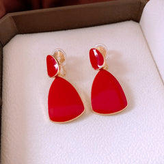Ankela Red Water Drop Ear Clip Earrings