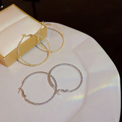 Silver Circle Female Starry Sky Hoop Earrings