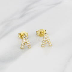 Ins European And American Diamond English Alphabet Letter Earrings