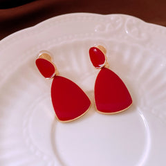 Ankela Red Water Drop Ear Clip Earrings