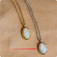 S925 Silver Plating 14K Gold Jelly Opal Pendant Necklace