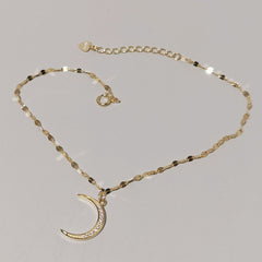 S925 Sterling Silver Gold-plated Moon Anklet Women's Light Luxury