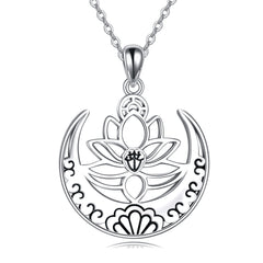 Lotus Flower Symbol Yoga Necklace Sterling Silver Sanskrit Symbol  Balancing Jewelry