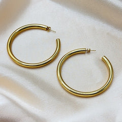 304 Stainless Steel Hollow C- Shaped Large Hoop Earrings